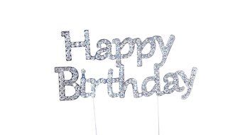 Happy 60th Birthday Rhinestone Crystal Cake Topper Silver, Numbers, Letters for Wedding, Birthday, Anniversary... N30