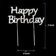 Happy 60th Birthday Rhinestone Crystal Cake Topper Silver, Numbers, Letters for Wedding, Birthday, Anniversary... N31