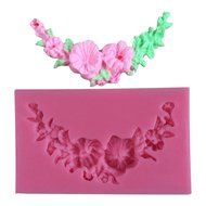 LYNCH Garland Flower Circle Border Gum Paste silicone Mold Sugarcraft Decoration,Pink N4