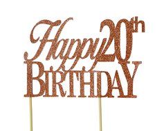 All About Details Copper Happy-20th-birthday Cake Topper N4