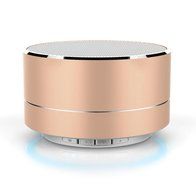 Generic Aluminum Wireless Bluetooth Speaker Calls Handsfree TF Card Music Bass Subwoofer Stereo Speaker Gold
