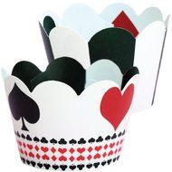 Vegas Casino Cupcake Wrappers, Black and White Striped, Confetti Couture Party Supplies, 36 Wraps N2