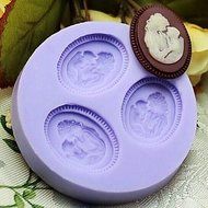 Y&amp;XL&amp;H Mother and Son Fondant Cake Chocolate Resin Clay Candy Silicone Mold,L6mW6cmH1cm N2