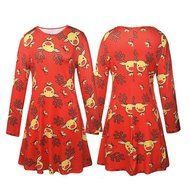 Xmas Print Dress,Morecome Women Christmas Long Sleeve Flared Party Dresses (XL, White) N2