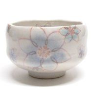 Matcha bowl Chawan Japanese Minoyaki Small size for Daily use (blue flower) N4
