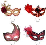 Novelty Red Masquerade Mask Mix 12 Edible Stand up wafer paper cake toppers (5 - 10 BUSINESS DAYS DELIVERY FROM... N2
