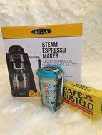 Bella Steam Espresso Maker,10 Oz Dishwasher and Microwave Safe Ceramic Mug and Cafe Bustelo Espresso Ground Coffee... N8