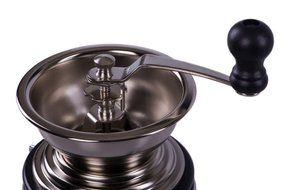 Gourmet Hand Powered Chrome Coffee Grinder with Latch Secured Canister N4