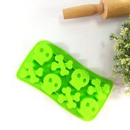Always Your Chef 8 Cavities Skull Bone Shaped Silicone Candy Making Molds Chocolate Ice Cube Trays DIY Molds,Green N2