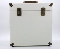 SW-B18 Portable vinyl record box storage cases for vinyls album collections (Cream) N4