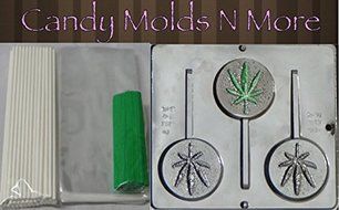 Marijuana Leaf Pot Leaf Lollipop Chocolate Making 25 piece Kit with Plastic Mold, Green Twist Ties, Lollipop Sticks...