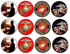 12 US Marines Corp Custom Edible Cupcake or Cookie Toppers (Wafer/Rice Paper)