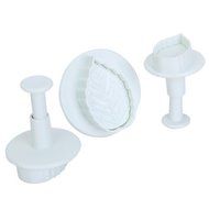 SODIAL(R) 3Pcs Veined Rose Leaf Fondant Cake Cutter Plunger--White N3