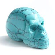 JOVIVI Hand Carved Natural Gemstone Healing Reiki Skull Head Statue Figurine 1.5 inches w/Box (Turquoise) N18