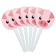 Set of 6 Cupcake Picks Toppers Decoration Animals - Sloth Face N36