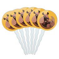 Set of 6 Cupcake Picks Toppers Decoration Animals - Sloth Face N37