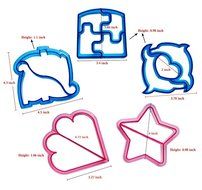 NIGHT Sandwich and bread Cutter Shapes for Kids - Set of 9 Crust &amp; Cookie Cutters - Dinosaurs, elephants, butterflies... N3