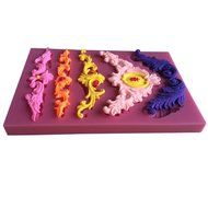 LYNCH Embroidered Art Deco Silicone Mold Sugar Craft DIY Gum Paste Baking Tools,Pink N3