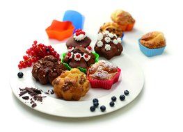 Pavoni FRMSETPAV Platinum Silicone Assorted Shapes Muffin Liners (Set of 6), Orange/Red/Green/Yellow/Sky Blue/... N2