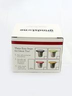 the Grindstone, Universal Tea Infuser, Easy Brewing of Loose Leaf Teas, Stainless Steel with Black Lid (New Item) N8