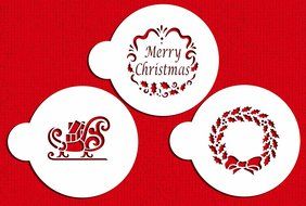 Designer Stencils C385 Holiday Christmas Greetings Cake Stencils, Beige/semi-transparent N2
