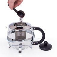 Stunning Glass Globe Teapot with Cozy Warmer, Borosilicate Glass, Beautiful Chrome Finish Tea Kettle &ndash; 9cm Stainless... N6