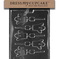 Dress My Cupcake DMCH043 Chocolate Candy Mold, Small Ghost Lollipop, Halloween
