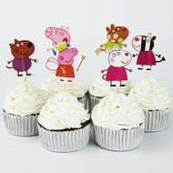 Winrase&reg; Pack of 24 Cute Peppa Pig Kids Party Decoration Paper Cupcake Toppers (Peppa Pig) N6