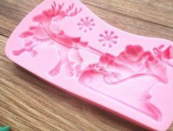 Christmas Santa Sled Deer Gifts Silicone Fondant Mold Chocolate Cake Cookie Biscuit Decor Gum Pastry Tool Kitchen... N2