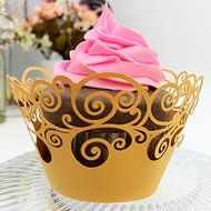 CozyT 50 PACK Cupcake Wrappers Artistic Bake Cake Paper Cups Vine Lace Laser Cut Liner Baking Cup Muffin Case... N16