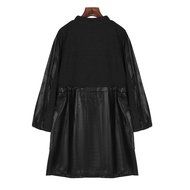 Women&#039;s Coat,Laimeng Nylon And PU Warm Splicing Wool Stand Up Collar Real Coat Parka (2XL, Black) N4