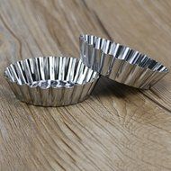 HMLifestyle-10pcs/lot Silver Round Stainless Steel Egg Tart Pudding Chocolate Cupcake Cake Mold Mould Makers for... N2