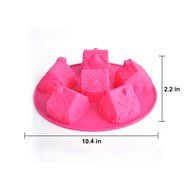 Silicone 6 Slot Cake Gingerbread House Shape DIY Cake Muffin Bread Baking Mold Mould Pan Tray Bakeware Tool (Pink) N8