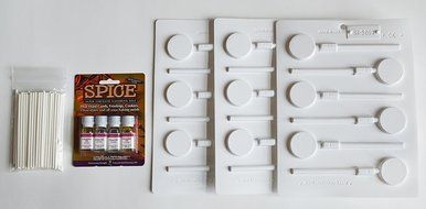 8H-5209-S 1 1/2&quot; Round Sucker HC Mold, with Sticks and Bags/ Spice Loran Oil /Packet of 3 molds