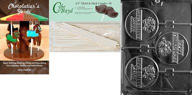 Cybrtrayd 45St50-W050 Happy Anniversary Pop Wedding Chocolate Candy Mold with 50-Pack 4.5-Inch Lollipop Sticks N5