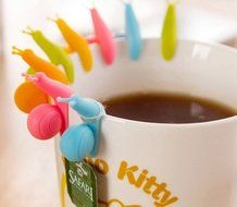 Randome Color 6 PCS Cute Snail Shape Silicone Tea Bag Holder Cup Mug Candy Colors Gift Set GOOD Kitchen Accessories
