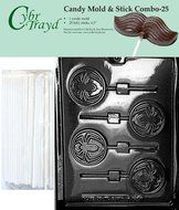Cybrtrayd 45St25-K130 Spider Pops Chocolate Candy Mold with 25 Cybrtrayd 4.5&quot; Lollipop Sticks