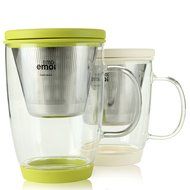 Emoi 12oz Teapot, Pyrex Glass Brewing Tea Cup, Tea Infuser Mug, Loose Leaf Flower Tea Maker w/ Strainer, Food...