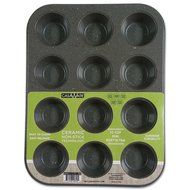 CasaWare Mini Muffin Pan 12 Cup Ceramic Coated Non-Stick (Silver Granite) N2