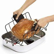 Turkey Perfect Roasting Rack / Cradle and Lifter / Non-Stick With Pin Release / Fits 16" X 13" Pan N2