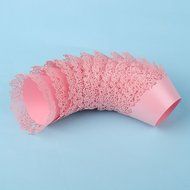 50pcs Filigree Vine Lace Cut Cupcake Wrapper Liner Baking Cup Case Trays Wedding Birthday - Pink, Rose N3
