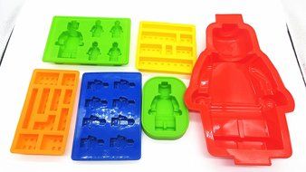Kitchen Connect Premium Building Blocks,Bricks &amp; Minifigure silicone molds,6pack for Ice Cube Molds,Chocolate... N8