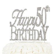 50 Cake Topper for 50th Birthday or Anniversary Gold Party Supplies and Decoration Ideas (Gold) N15