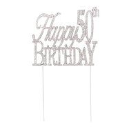 50 Cake Topper for 50th Birthday or Anniversary Gold Party Supplies and Decoration Ideas (Gold) N16