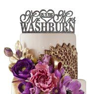 Sugar Yeti Made In USA Personalized Wedding Cake Topper Mr Heart Mrs With Date #26 Silver Mirror N18