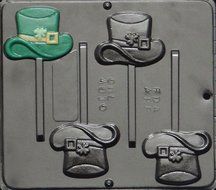Hat with Shamrock Lollipop Chocolate Candy Mold Saint Patricks Day 4010