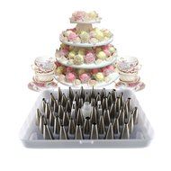 KitchenPRO Stainless Steel Cake Master Decorating Tip Set, 56pc, with Hinged Storage Box N4