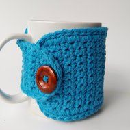 Coffee Mug Cozy CottonTurquoise Blue N3