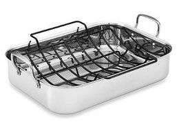 Tri-Ply Clad Stainless Steel 17-Inch x 12.5-Inch Rectangular Roaster with Nonstick Rack