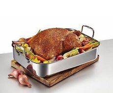 Tri-Ply Clad Stainless Steel 17-Inch x 12.5-Inch Rectangular Roaster with Nonstick Rack N2